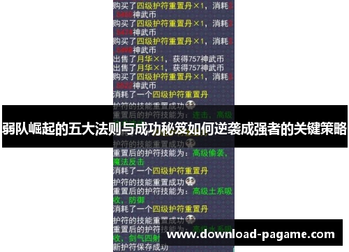 弱队崛起的五大法则与成功秘笈如何逆袭成强者的关键策略 弱队崛起的五大法则与成功秘笈如何逆袭成强者的关键策略